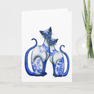 Blaue Weiden Siamesen Katzen Karte