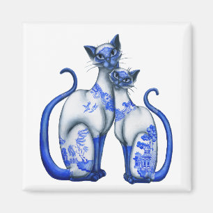 Blaue Weiden Siamesen Katzen Magnet