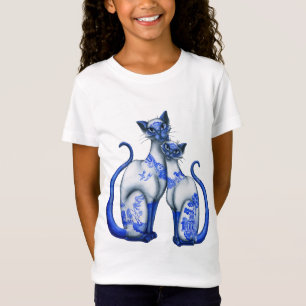 Blaue Weiden Siamesen Katzen T-Shirt