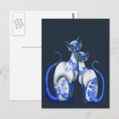 Blaue Weiden Siamkatzen Postkarte (Vorne/Hinten)