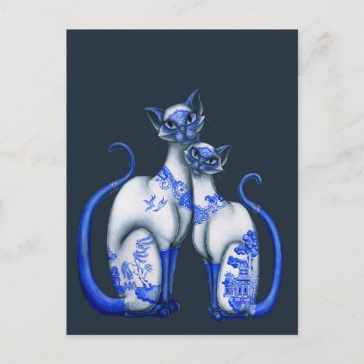 Blaue Weiden Siamkatzen Postkarte (Vorderseite)