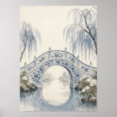 Blaue Weidenbrücke Serener Garten Poster (Vorne)