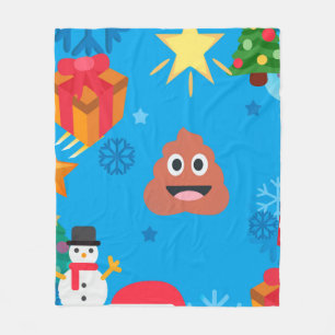 Blaue Weihnachten kackte Emoji Fleecedecke