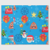 Blaue Weihnachten kackte Emoji Geschenkpapier (Flach)