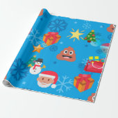 Blaue Weihnachten kackte Emoji Geschenkpapier (Ungerollt)