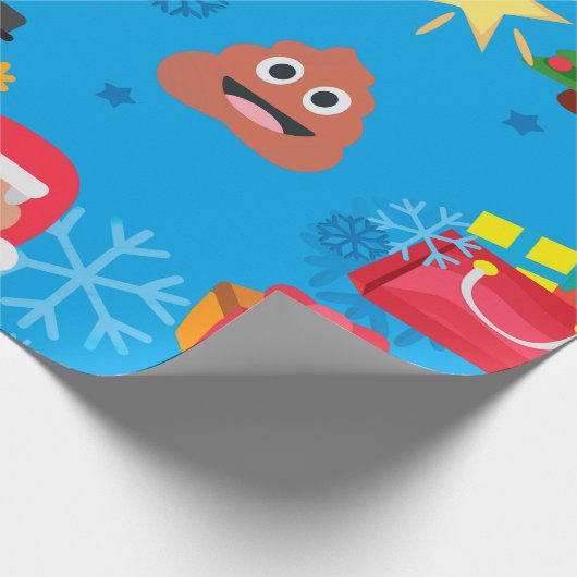 Blaue Weihnachten kackte Emoji Geschenkpapier (Ecke)