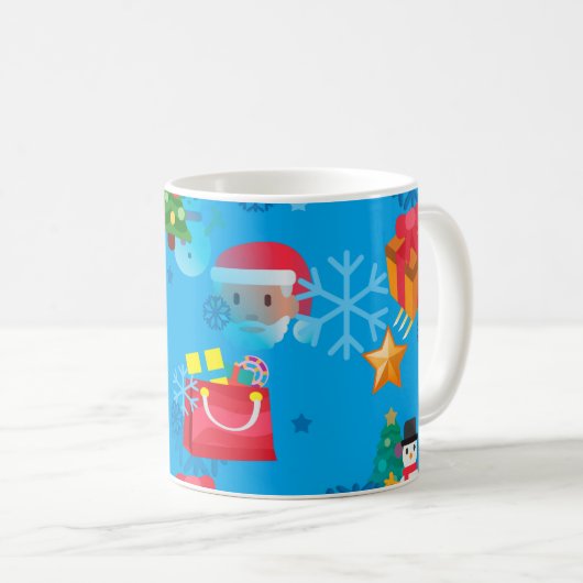 Blaue Weihnachten kackte Emoji Kaffeetasse (VorderseiteRechts)