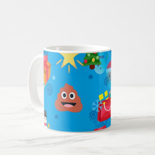 Blaue Weihnachten kackte Emoji Kaffeetasse (Vorderseite Links)