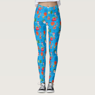 Blaue Weihnachten kackte Emoji Leggings