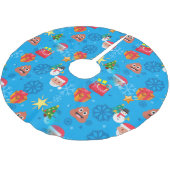 Blaue Weihnachten kackte Emoji Polyester Weihnachtsbaumdecke (Schrägansicht)