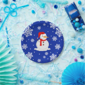 Blaue Weihnachten Snowman Snowflakes Pappteller (Party)