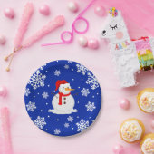 Blaue Weihnachten Snowman Snowflakes Pappteller (Party)