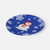 Blaue Weihnachten Snowman Snowflakes Pappteller (Schrägansicht)