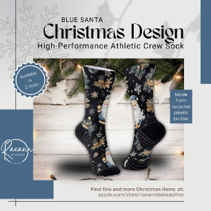 Blaue Weihnachts-Design-Sport-Crew-Socken von Sant Socken