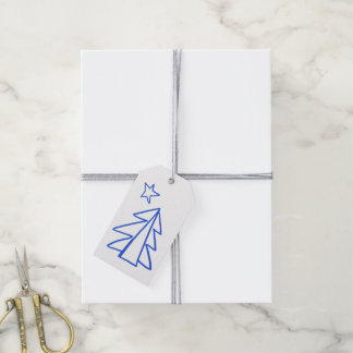 Blaue Weihnachts-Doodle-Geschenkkarte Geschenkanhänger