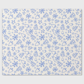 Blaue Weihnachts-Doodle-Geschenkpapier Geschenkpapier