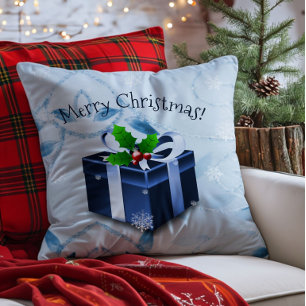 Blaue Weihnachts-Geschenk-Wurfkissen Kissen