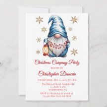 Blaue Weihnachts-Gnom-Firmenparty