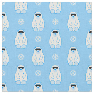 blaue Weihnachts-Schneeflocken Eisbär Stoff