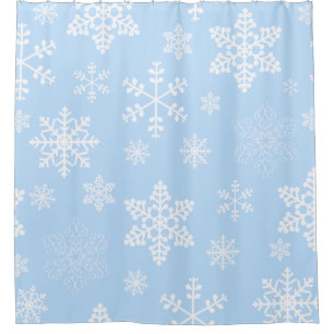 blaue Weihnachts-Schneeflocken eisig Duschvorhang