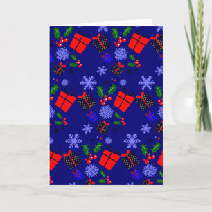 blaue Weihnachts-Schneeflocken Stechpalme Einladung