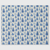 Blaue Weihnachts-Toile Geschenkpapier (Flach)