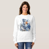 Blaue Weihnachts-Winter-Feiertagsgans Sweatshirt (Vorne ganz)