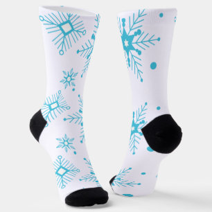 Blaue Weihnachts-Winter-Launen-Schneeflocken-Muste Socken