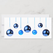Blaue Weihnachtsbällchen Foto mit Text (Vorderseite)