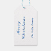 Blaue Weihnachtsbällchen Foto mit Text Geschenkanhänger (Rückseite)