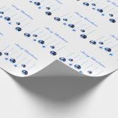 Blaue Weihnachtsbällchen mit Text Geschenkpapier (Ecke)