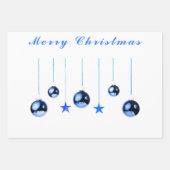 Blaue Weihnachtsbällchen mit Text Geschenkpapier Set (Vorderseite 2)