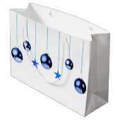 Blaue Weihnachtsbällchen mit Text Große Geschenktüte (Rückseite Schrägansicht)