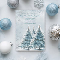 Blaue Weihnachtsbaum-Baby 1. Geburtstagseinladung