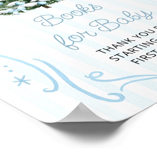 Blaue Weihnachtsbaum-Baby-Party-Bücher für Baby Poster (Ecke)