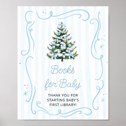 Blaue Weihnachtsbaum-Baby-Party-Bücher für Baby Poster (Vorne)