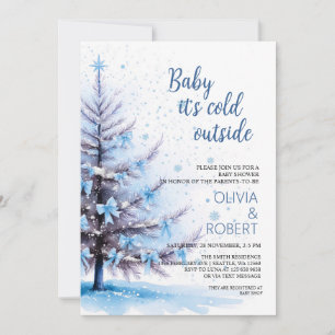 Blaue Weihnachtsbaum-Baby-Party  Einladung