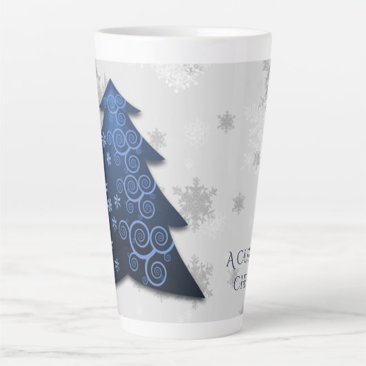 Blaue Weihnachtsbaum Latte Tasse (Vorderseite)