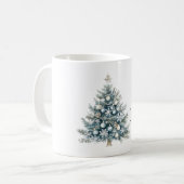 Blaue Weihnachtsbaum mit Creme-Tönen Kaffeetasse (Vorderseite Links)