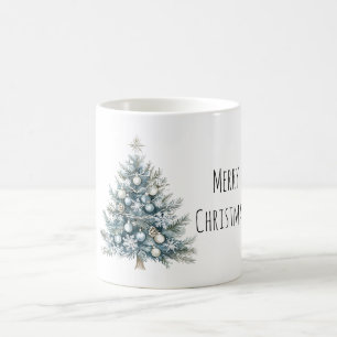 Blaue Weihnachtsbaum mit Creme-Tönen Kaffeetasse