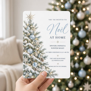 Blaue Weihnachtsbaum-Noël-Einladung zum Abendessen Einladung