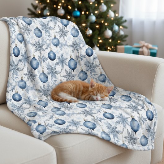 Blaue Weihnachtsbaum-Ornament-Muster Fleecedecke