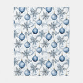 Blaue Weihnachtsbaum-Ornament-Muster Fleecedecke (Vorderseite)
