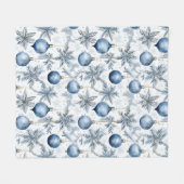 Blaue Weihnachtsbaum-Ornament-Muster Fleecedecke (Vorderseite (Horizontal))