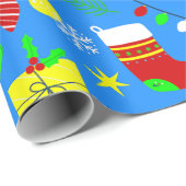 Blaue Weihnachtsbaum-Skulptur Geschenkpapier (Rolleneckpunkt)