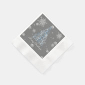 Blaue Weihnachtsbaum und Schneeflocken Papier Napk Serviette (Ecke)