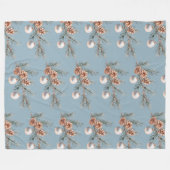 Blaue Weihnachtsbaum Zapfen Ornamente   Fleecedecke (Vorderseite (Horizontal))