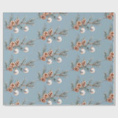 Blaue Weihnachtsbaum Zapfen Ornamente Geschenkpapier (Flach)