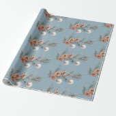 Blaue Weihnachtsbaum Zapfen Ornamente Geschenkpapier (Ungerollt)
