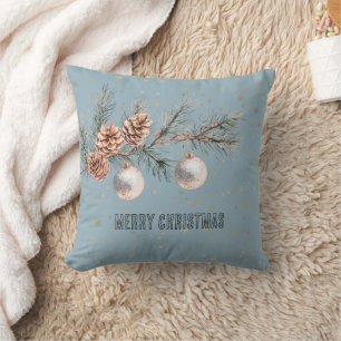Blaue Weihnachtsbaum Zapfen Ornamente Kissen